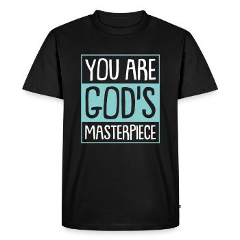 Bible verset de la Bible Dieu disant - T-shirt Premium bio Homme - noir - Devant - Nico (187cm)