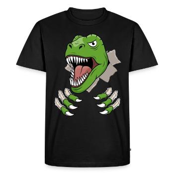 Dino T-Rex Head Claws Dinosaur Hole Torn - Men's Premium Organic T-Shirt - black - Front - Nico (187cm)