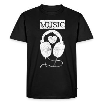 Headphone Music Heart Instrument Pop Rock Gift - Men's Premium Organic T-Shirt - black - Front - Nico (187cm)