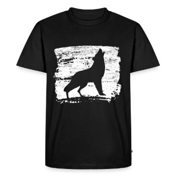 Hurlant Wolf Silhouette Washed Grunge Cadeau - T-shirt Premium bio Homme - noir - Devant - Nico (187cm)