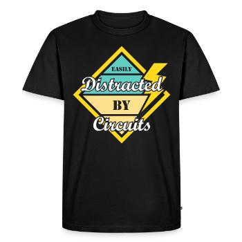 Distracted by Circuits Electro Worker Engineer - Men's Premium Organic T-Shirt - black - Front - Nico (187cm)