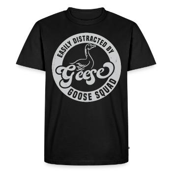 Easily Distracted by Geese Cute Nature Wildlife - Men's Premium Organic T-Shirt - black - Front - Nico (187cm)