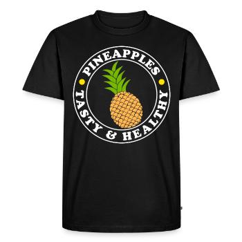 Ironic Saying Tropical Pineapple Fruit Vitamins - Men's Premium Organic T-Shirt - black - Front - Nico (187cm)