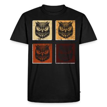 Chouettes mignonnes, nature, art, animaux de la - T-shirt Premium bio Homme - noir - Devant - Nico (187cm)