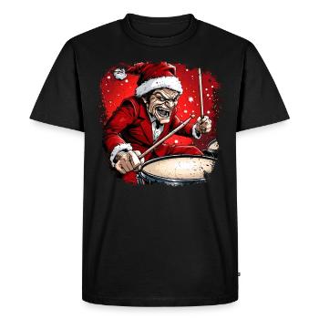 Drummer Christmas - Men's Premium Organic T-Shirt - black - Front - Nico (187cm)