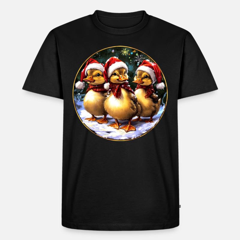 Entchen Weihnachtsmann - Männer Premium Bio T-Shirt - Schwarz