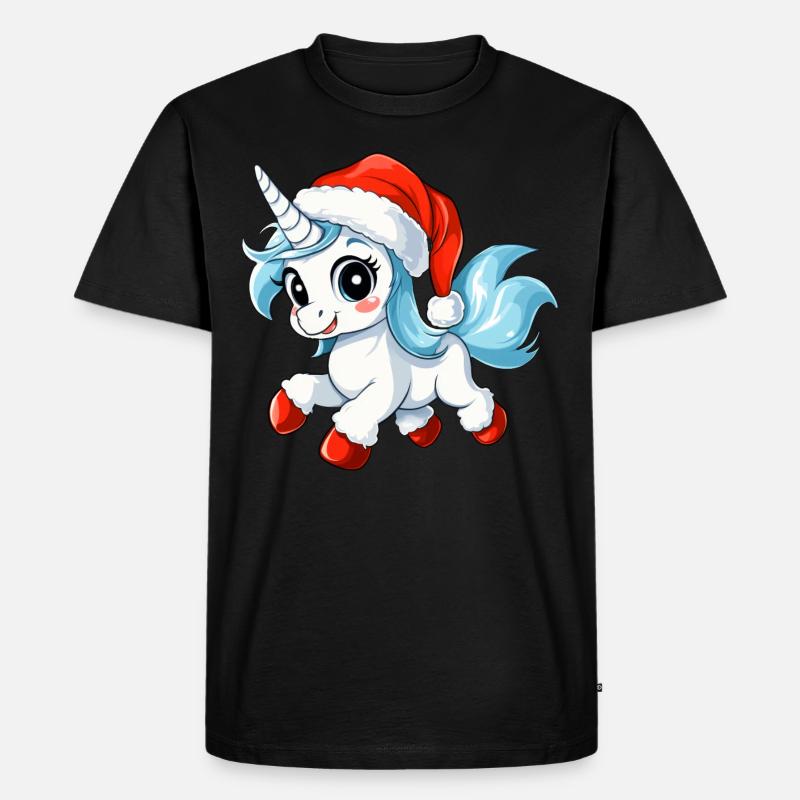 Weihnachten Einhörner - Männer Premium Bio T-Shirt - Schwarz