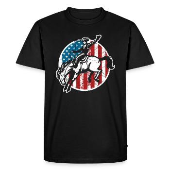 Cavalier de drapeau Cowboy Patriot America - T-shirt Premium bio Homme - noir - Devant - Nico (187cm)