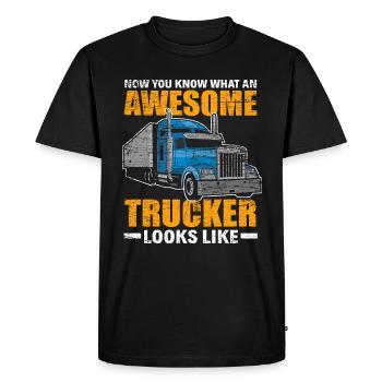 Chauffeur de camion camionneur - T-shirt Premium bio Homme - noir - Devant - Nico (187cm)