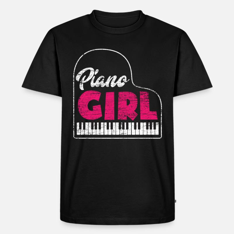 Piano Mädchen - Männer Premium Bio T-Shirt - Schwarz