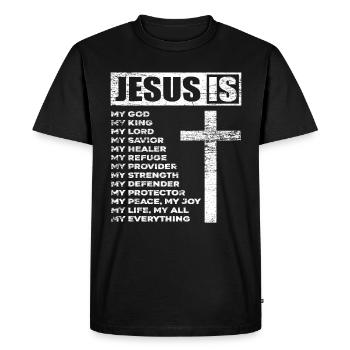 Jésus dieu - T-shirt Premium bio Homme - noir - Devant - Nico (187cm)