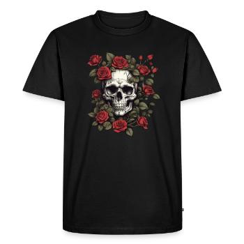 Rose Skull - Men's Premium Organic T-Shirt - black - Front - Nico (187cm)