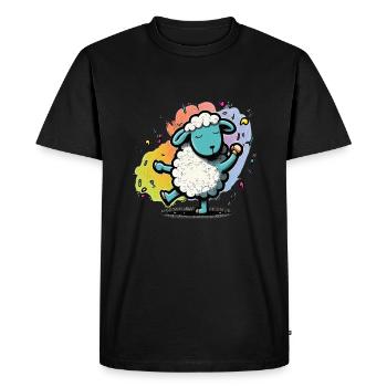 Funny colorful sheep - Men's Premium Organic T-Shirt - black - Front - Nico (187cm)