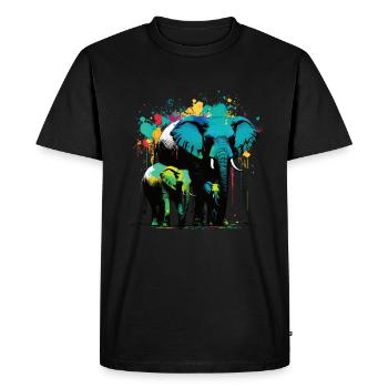 Elefanten Familie - Männer Premium Bio T-Shirt - Schwarz - Vorne - Nico (187cm)