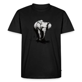 Elephant Artful impression au pochoir - T-shirt Premium bio Homme - noir - Devant - Nico (187cm)