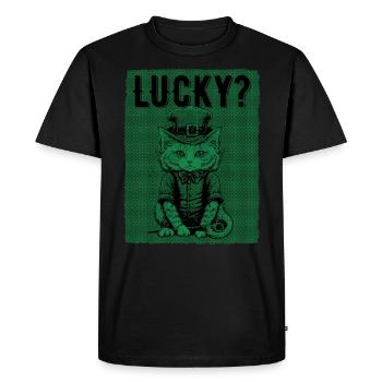 Lucky? Cat St. Patty Day - Men's Premium Organic T-Shirt - black - Front - Nico (187cm)