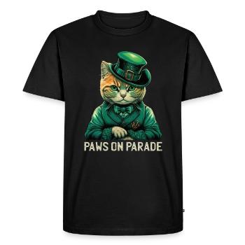 Paws on Parade Cat St. Patty Day - Men's Premium Organic T-Shirt - black - Front - Nico (187cm)