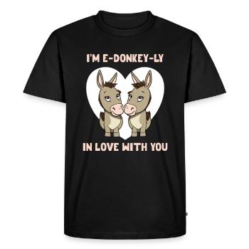 Je suis e-âne-ly amoureux de toi Valeintine’s Day - T-shirt Premium bio Homme - noir - Devant - Nico (187cm)