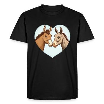 Donkey and Horse Love Valentine's Day - Men's Premium Organic T-Shirt - black - Front - Nico (187cm)