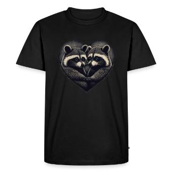 Cœur de raton laveur Saint-Valentin - T-shirt Premium bio Homme - noir - Devant - Nico (187cm)