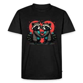 Cœur de raton laveur Saint-Valentin - T-shirt Premium bio Homme - noir - Devant - Nico (187cm)