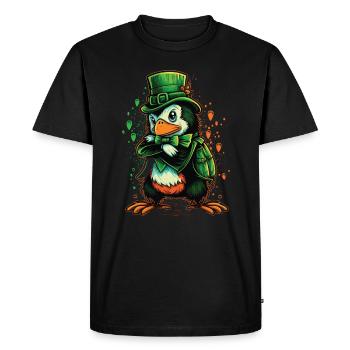 Penguin St. Patty - Men's Premium Organic T-Shirt - black - Front - Nico (187cm)