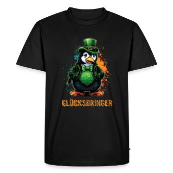 Lucky charm Penguin St. Patty - Men's Premium Organic T-Shirt - black - Front - Nico (187cm)