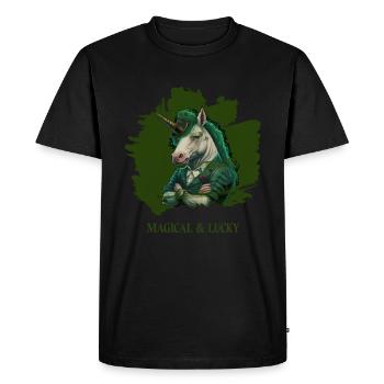 Magical and Lucky Unicorn St. Patty - Men's Premium Organic T-Shirt - black - Front - Nico (187cm)
