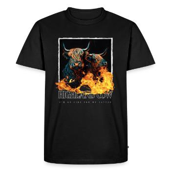 Scottish Highland Cattle Portrait - Men's Premium Organic T-Shirt - black - Front - Nico (187cm)