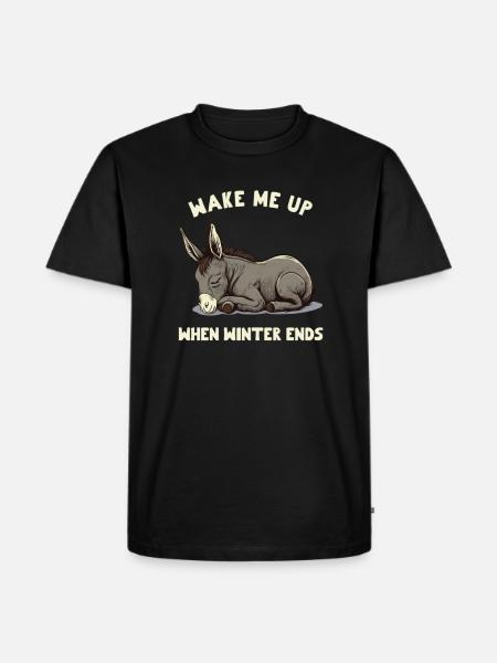 Wake Me Up When Winter Ends Sleepy Donkey - Men's Premium Organic T-Shirt - black