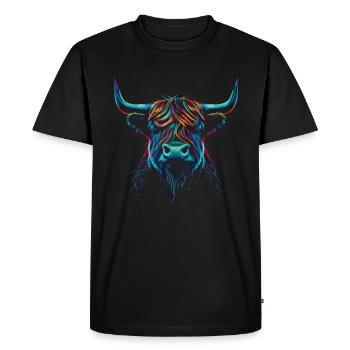 Scottish Highland Cattle Portrait - Men's Premium Organic T-Shirt - black - Front - Nico (187cm)