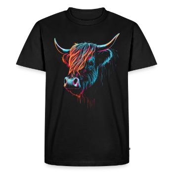 Scottish Highland Cattle Portrait - Men's Premium Organic T-Shirt - black - Front - Nico (187cm)