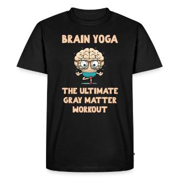 Brain Yoga The Ultimate Gray Matter Workout - Men's Premium Organic T-Shirt - black - Front - Nico (187cm)