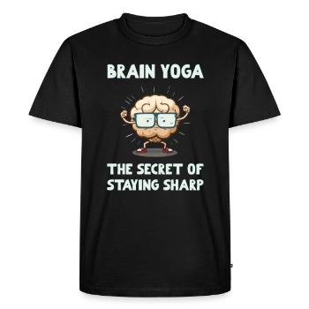 Brain Yoga The Secret Of Staying Sharp - Men's Premium Organic T-Shirt - black - Front - Nico (187cm)