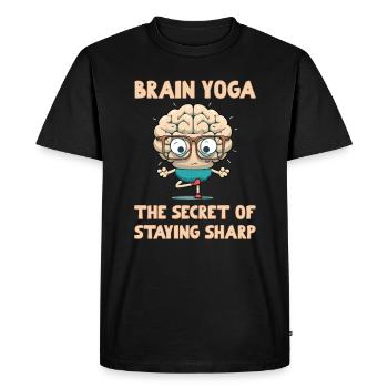 Brain Yoga The Secret Of Staying Sharp - Men's Premium Organic T-Shirt - black - Front - Nico (187cm)