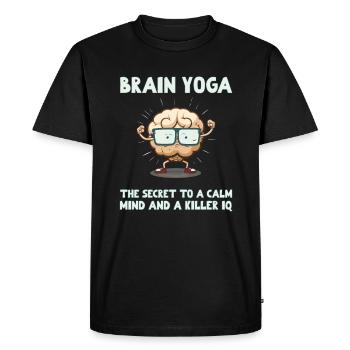 Brain Yoga The Secret to a Calm Mind & a Killer IQ - Men's Premium Organic T-Shirt - black - Front - Nico (187cm)