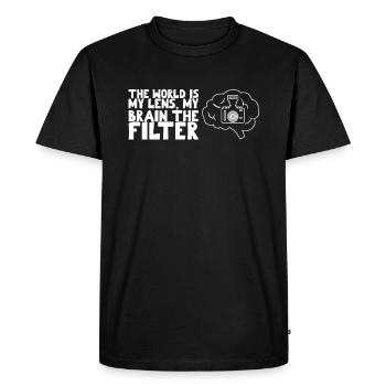 Dicton de photographe inspirant et intelligent - T-shirt Premium bio Homme - noir - Devant - Nico (187cm)