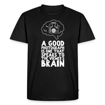 Dicton de photographe inspirant et intelligent - T-shirt Premium bio Homme - noir - Devant - Nico (187cm)