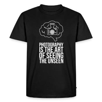 Dicton de photographe inspirant et intelligent - T-shirt Premium bio Homme - noir - Devant - Nico (187cm)