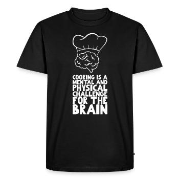 Cuisiner est un défi mental et physique - T-shirt Premium bio Homme - noir - Devant - Nico (187cm)