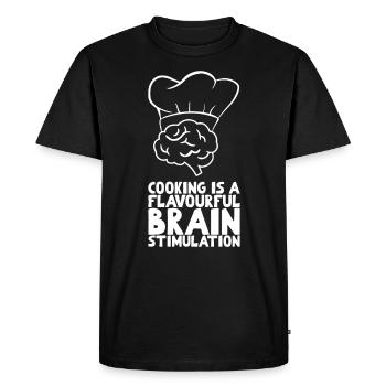 La cuisine est une stimulation cérébrale savoureuse - T-shirt Premium bio Homme - noir - Devant - Nico (187cm)
