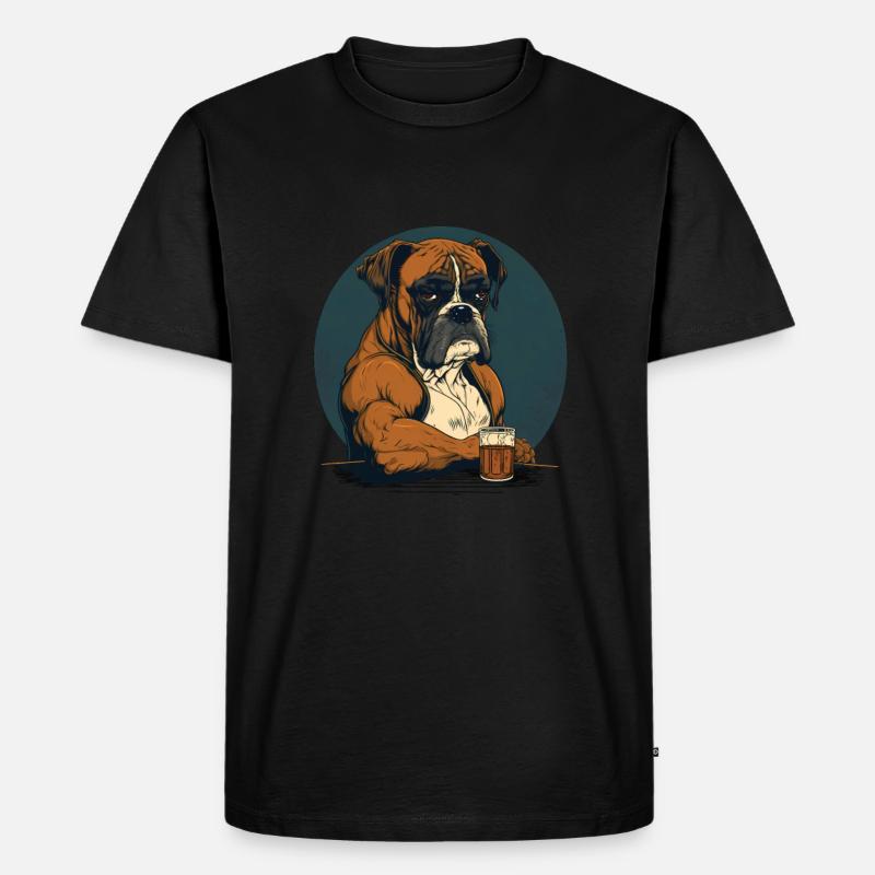 Grumpy boxer drinks whiskey - Men's Premium Organic T-Shirt - black