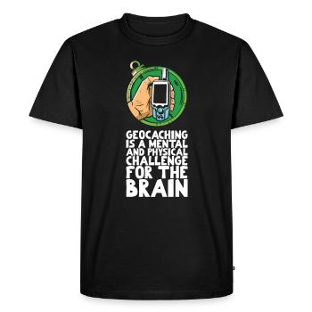 Geocaching is a mental and physical challenge - Men's Premium Organic T-Shirt - black - Front - Nico (187cm)
