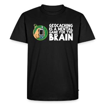 Geocaching is a mental game for the brain - Men's Premium Organic T-Shirt - black - Front - Nico (187cm)