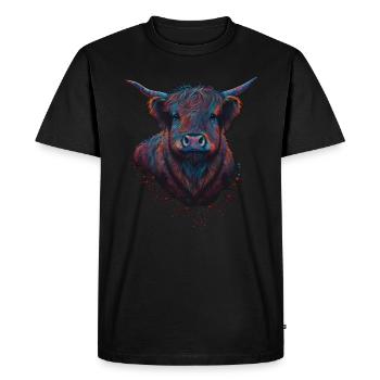 Vache des Highlands - T-shirt Premium bio Homme - noir - Devant - Nico (187cm)