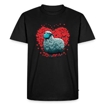 Schaf-liebes-herz - Men's Premium Organic T-Shirt - black - Front - Nico (187cm)
