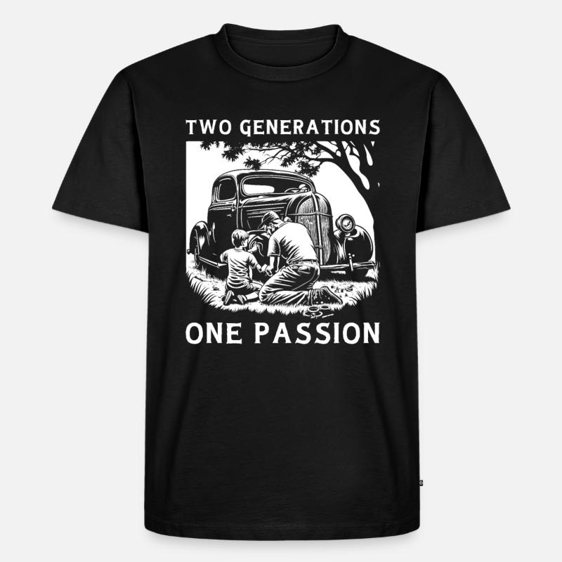Two Generations One Passion - Männer Premium Bio T-Shirt - Schwarz