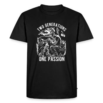 Two Generations One Passion - Men's Premium Organic T-Shirt - black - Front - Nico (187cm)