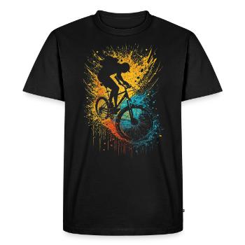 Art cycliste lumineux et audacieux - T-shirt Premium bio Homme - noir - Devant - Nico (187cm)