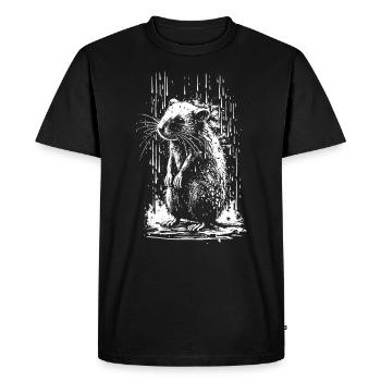 Rat Stencil Art White and Black - Men's Premium Organic T-Shirt - black - Front - Nico (187cm)
